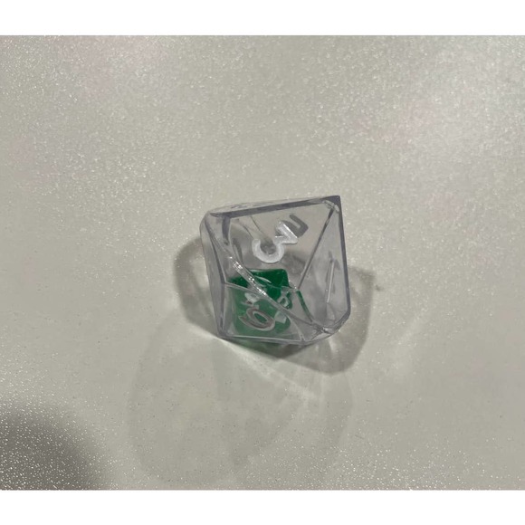 NEW Clear Transparent Double D10 Dice Ten Sided Die 1 inch Green Inner Dice - Picture 4 of 6